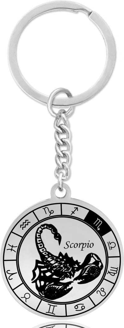 Sterrenbeeld Schorpioen (Scorpio) Sleutelhanger – Spiritueel Cadeau van Roestvrij Staal – Zilverkleurig – Pax Amare
