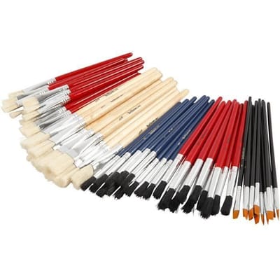 Kwastenset | YellowLine kwasten | Verfkwasten set | Verniskwasten, ronde kwasten en aquarelkwasten | 4+8+10+12+3/4 | 60 stuks
