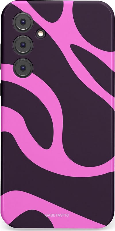 Casetastic hoesje geschikt voor Samsung Galaxy A35 - Dubbellaagse bescherming - Roze Paarse Lavendel Abstractie - Fashion Case - Donkergrijs Roze