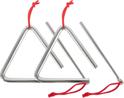 Muziek Triangel Set - Slaginstrumenten Kinderen - Muziek Educatie - Voordeelset Twee Stuks - 10cm Maat - Zilver