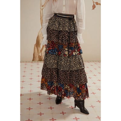 FARM Rio Jujus Garden Black Midi Skirt Größe: XXS | Maxiröcke Outlet | Damen | Schwarz