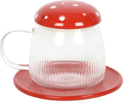 Something Different - Glass Mushroom Kop en schotel - Multicolours