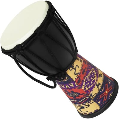 Djembe Handtrommel - Percussie Instrument - Muziekeducatie Kinderen - Lichtgewicht Ontwerp - 20.5 x 11 cm - Multicolor
