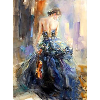 5D DIY Diamond Painting  Viool meisje  Borduren Cross Stitch cadeau Home Decor Cadeau 20X30CM gray