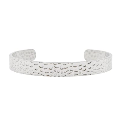 Marama Noa Armband Zilver – Gehamerde Premium Stainless Steel Damesarmband – Licht Buigbaar – Ø 7 cm