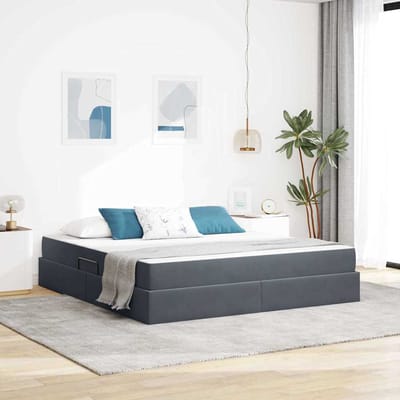 vidaXL - Opbergbed - met - matras - Donkergrijs - 160 - x - 200 - cm - Fluweel
