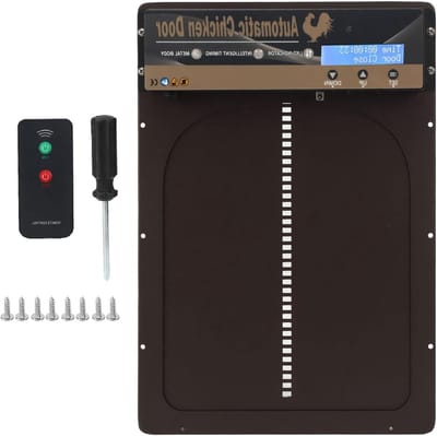 Automatische Kippendeur - Hok Deuropener - Veilig Dierenverblijf - Lichtsensor Timer - 35x24 cm - Bruin