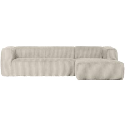 WOOOD Bean Hoekbank Rechts - Ribstof - Naturel - 73x305x96