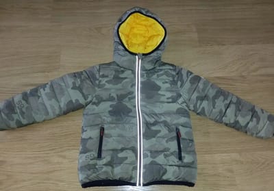 SuperDry Serie - Meisjeswinterjas - Geel - Camo - Omkeerbaar - Gewatteerd