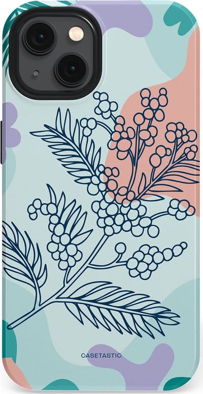 Casetastic Hoesje Geschikt voor Apple iPhone 13 Magsafe - Stijlvolle Beschermende Duo-layer Case - Aquarel Bladeren