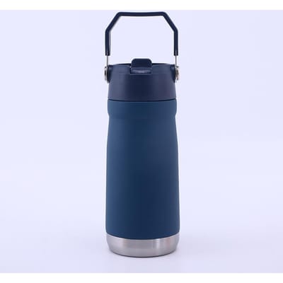 304 Roestvrij Staal Draagbare Sportketel Grote Capaciteit Draagbare Bergbeklimpot Autobeker met Rietje 530ml blauw