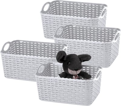 Plasticforte opbergmandje/kastmandje - 4x - 12 liter - zilver - kunststof - 33 x 24 x 21 cm - nestbaar