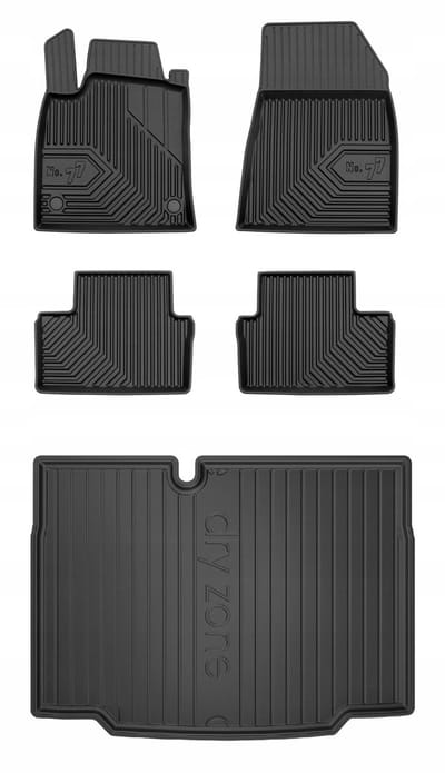 FROGUM - Voordeelset No.77 & DRY ZONE - Geschikt voor RENAULT Clio V Hatchback (vanaf 2019) - Rubberen matten + Kofferbakmat - Zwart
