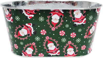 Dekoratief | Bakje ovaal 'Spinning Santa', metaal, 20x12x9cm | A245782