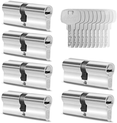 Dailygoods - Set van 6 Cilindersloten Gelijksluitend - 30/30 mm met 30 Sleutels