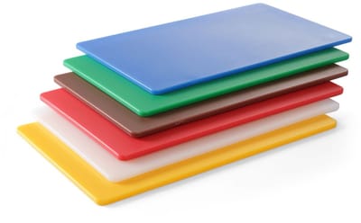 HENDI snijplankenset - HDPE 500 kunststof - gastronorm 1/1 - 530x325 mm, 10 mm dik - HACCP kleurcodering - 6 kleuren, 6 stuks - voor horecakeuken