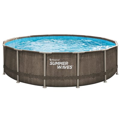 Summer Waves Zwembad Elite Frame 427 x 107 cm  Dark Double Rattan + filterpomp