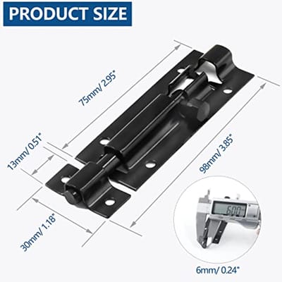 3 Inch Barrel Bolt Latch - Roestvrij Stalen Schuifdeurvergrendeling - 2 Stuks - Zwart