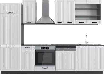 Vicco Fame-Line Complete keukeneenheid – 300 cm, WB Antraciet Landhuis wit/antraciet
