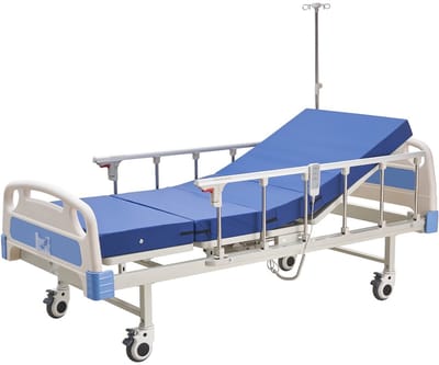 Elektrisch ziekenhuisbed - 2-functie zorgbed - Verstelbare Rugleuning - Verstelbare Beensteun - Inclusief Schuimmatras - Wielen 12,7 cm - Draagvermogen 250 kg