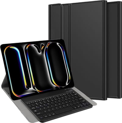 Cazy tablet Hoes met Toetsenbord geschikt voor iPad Pro 13 (2025 / 2024) M5 / M4 - QWERTY Bluetooth Keyboard Case - Zwart