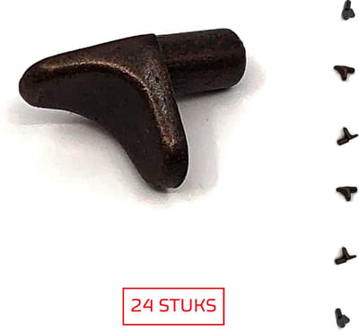 TQ4U kastplankdrager - Metaal - Hoek met metalen stift - Bruin Brons - Ø 5 mm - 24 stuks
