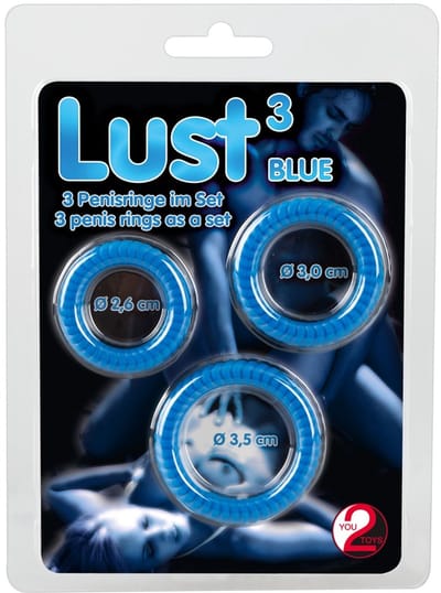 Lust 3 Cock Rings blue