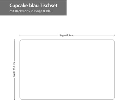 Set van 6 blauwe placemats met bakmotief, 43,5 x 28,5 cm, rechthoekig – 11769
