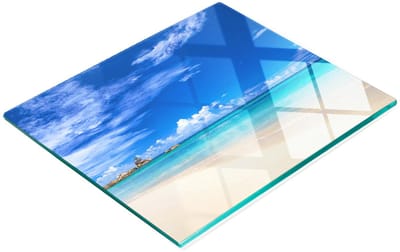Glazen serveerplank met tropische strandafbeelding 60x52 cm