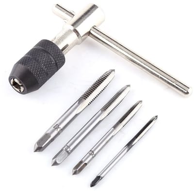 Dailygoods- Taphouder Hoogwaardig Lagerstaal - 4 x Rechte Fluitkranen M3/M4/M5/M6 - Tapsleutel - Handtappen - Schokbestendig - Duurzaam