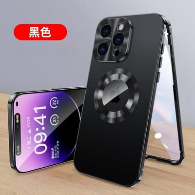 Voor iPhone 17 16 15 14 13 12Pro Max Volledig Aluminium Metaal Magnetische Hoes Dubbelzijdige Bescherming Schokbestendige Cover Schermbeschermer For iPhone 13 Pro&Case & Camera Protector gray