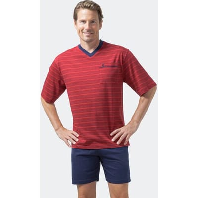 Rode heren shortama met strepen Hajo - Rood - Maat - 54