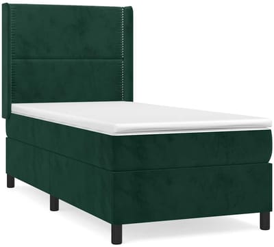 vidaXL - Boxspring - met - matras - fluweel - donkergroen - 100x200 - cm