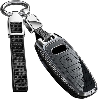 Beschermende Sleutelhoes voor Audi A3, A6, A7, A8, Q7, Q8, E-Tron en meer - Zwart, Geschikt voor 3 Sleutels, Duurzaam en Stijlvol Accessoire