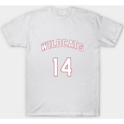 T-shirt Dames Troy Bolton 14 East High School Wildcats Basketbal Harajuku Print Kawaii T-shirt Zomer Korte Mouw Dames T-shirt Top Tee 4XL wit