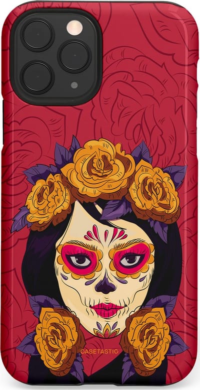 Casetastic hoesje geschikt voor Apple iPhone 11 Pro - Dubbellaagse bescherming - Middernachtmasker - Fashion Case - Bordeaux Bruin Zwart