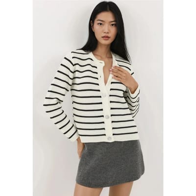 Geknopte Gestreepte Cardigan