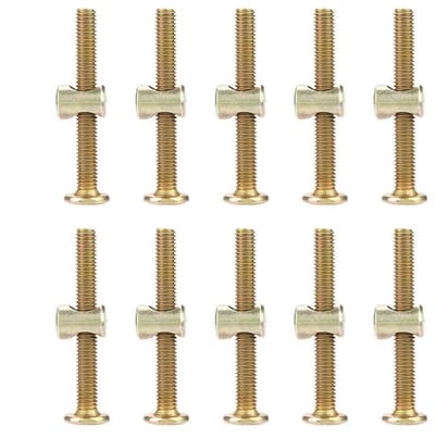 Dailygoods- Bout M6 50mm - 10 Stuks - Koolstofstaal - Meubelverbinding - Bevestigingscomponenten - Voorgeplaatste Moer