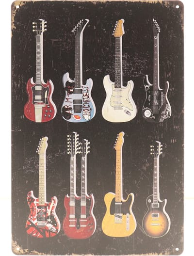 Wandbord – Gitaren - Gitaar - Gitarist - Vintage - Retro - Wanddecoratie – Reclame bord – Restaurant – Kroeg - Bar – Cafe - Horeca – Metal Sign - 20x30cm