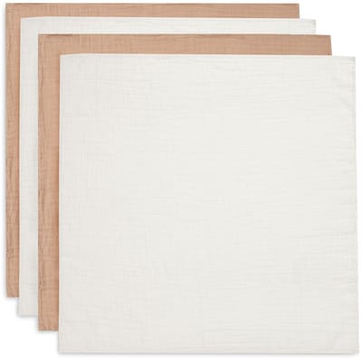 Jollein - Hydrofiele Doek Small 70x70cm - Inbakerdoek - Zacht Katoen - 4 Stuks - Biscuit/Ivory