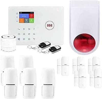 Draadloos Alarm Systeem - Smart Home Beveiliging - Huis Beveiligen - Wifi en GSM Connectiviteit - 5 Detectoren - Wit Rood