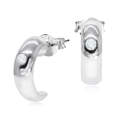 Joy|S - Zilveren oorbellen - 13 mm oorringen stud - zirkonia