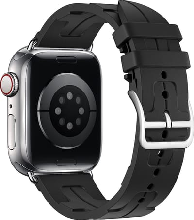 Stravo Modieus siliconen horlogebandje – Geschikt voor Apple Watch 42mm(Series 11/10) 41mm 40mm 38mm – Sportief bandje voor Apple Watch SE 1 2 3 / Series 11 10 9 8 7 6 5 4 3 2 1 – Rugged Apple Watch bandje – Zwart