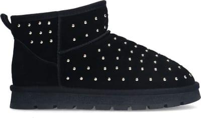 Sacha - Dames - Zwarte suède enkelboots met studs - Maat 38