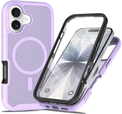 Hoesje met Ingebouwde Screenprotector Geschikt voor Apple iPhone 17 - Compatibel met MagSafe / Qi2 - Full Protect - Schokbestendige Beschermhoes - Case Matte Paars