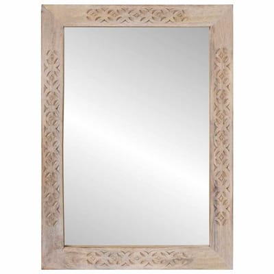 vidaXL - wandspiegel - Bleached - White - 70 - x - 50 - cm - Bewerkt - hout - en - glas