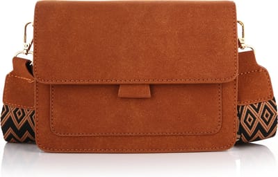 Handtas - compact schoudertas - crossbody tas - dames - cadeautip - bruin - oranje