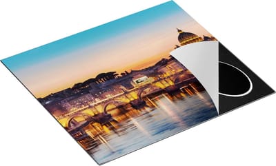 Chefcare Inductie Beschermer Engelenbrug in Rome bij Zonsondergang - 60x50 cm - Afdekplaat Inductie - Kookplaat Beschermer - Inductie Mat