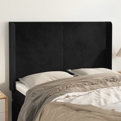 vidaXL - Hoofdbord - met - randen - 147x16x118/128 - cm - fluweel - zwart
