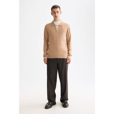 Scotch & Soda Ecovero Blend Knitted Long Sleeve Polo Tannin Taglia: XL | Maglie a manica lunga Outlet | Uomo